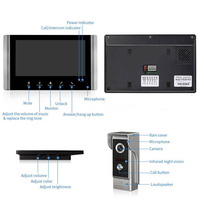 Video Intercom System 7 Inch Screen